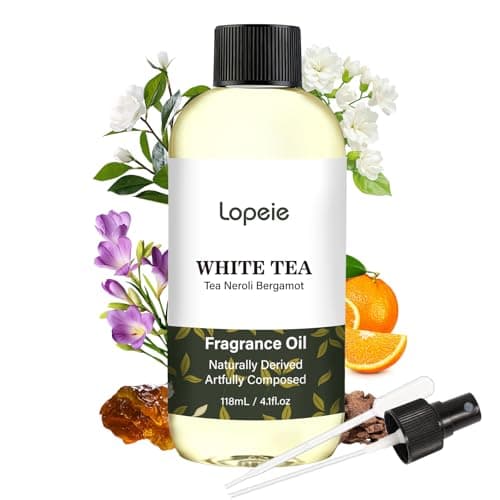 Lopeie White Tea Diffuser Oil – Essential Oil for Diffuser, Air Freshener & Room Spray – Long-Lasting with Notes of Tea, Neroli & Bergamot – Hotel Scent for Ultrasonic & Waterless Diffusers, 4.1 Fl Oz
