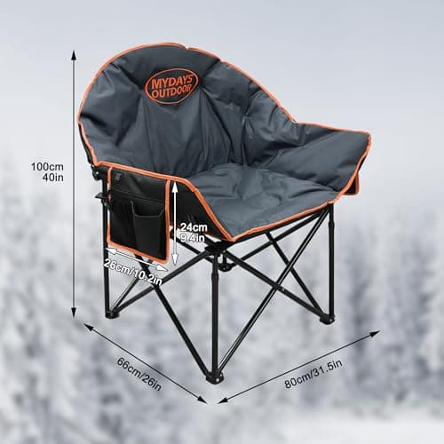 MYDAYS OUTDOOR Oversized Heated Camping Chair for Adults,(No Power Bank) Heavy Duty Camping Chairs,Heated Chairs Outdoor Sports,W/3 Control Levels for Back & Seat(Grey) - Thumbnail 3