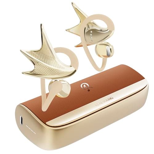 REAL YOUNG H700 Open-Ear Earbuds for Women, Elegant Dragon Wing Jewelry Design, Lightweight Wireless Headphones with Comfortable Earhook, Stylish for Daily Wear, Deep Bass Sound, Ideal Gift for Her