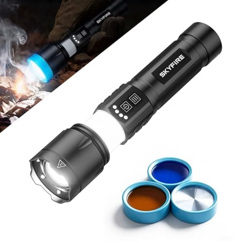 SKYFIRE LED Flashlight with Camping Light,1139LM Super Bright,701M Long Range,4500mAh Type-C Rechargeable,Aluminum Alloy,4 Gear Power Display,Multi-Mode,Shockproof for Outdoor Hiking Camping - Image 1