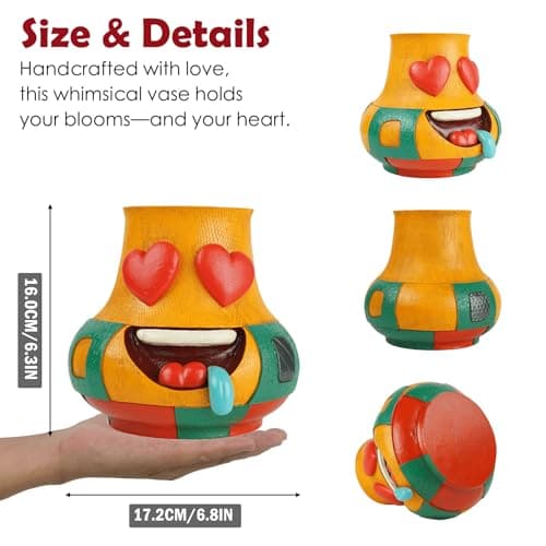 U WONDERFUL Cute Flower vase - Flower Vase Unique, Funny Cool Face Vase, Gifts for Couples, Home Decor Living Room, Art Deco Vase for Table Centerpiece Wedding Dining Office House - Thumbnail 5