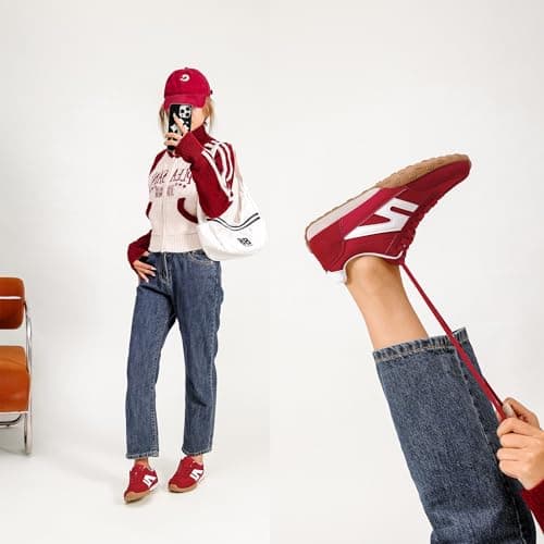 Foiola Womens Sneakers Comfortable Lace up Tennis Shoes Casual Business Walking Shoes Slip on Women's Fashion Sneakers Red - Thumbnail 2