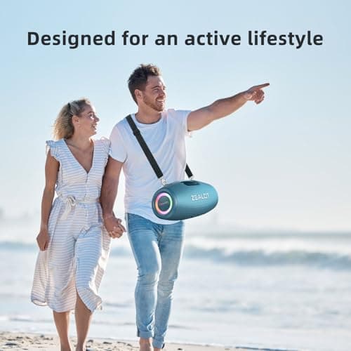 ZEALOT Portable Speakers Bluetooth Wireless, 120W Loud Waterproof Outdoor Speaker with Bass, Subwoofer, 40H Playtime, IP67, EQ, BT 5.3, LED Lights, for Camping Beach Party (Blue) - Thumbnail 6