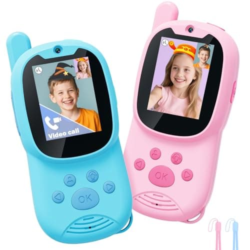 Eveedo Video Walkie Talkies for Kids,2 Pack Rechargeable Kids Walkie Talkies Can Send Message,Christmas Birthday Gifts for Kid Age 3-12,Portable Toddler Toy for 4 5 6 7 8 9 Year Old Girl Boy Pink/Blue