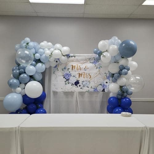 60Pcs Dusty Blue Balloons, 60Pcs 12 Inch Blue and White Balloons with Dusty Pastel Light blue White Clear balloons for Baby Shower Gender Reveal Bridal Shower Birthday Party Decorations - Thumbnail 4