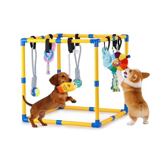 Keaber Puppy Play Gym - 23x23x23 Inch Puppy Jungle Gym with 8 Hanging Toys for Small Dogs & Puppies Activities Center - Image 1
