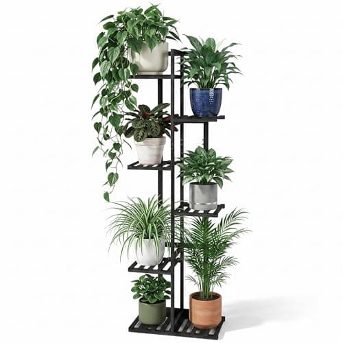 ROSSNY 48 Inch Tall Plant Stand Indoor, 6 Tier 7 Potted Bamboo Plant Stands for Indoor Plants, Corner Plant Stand, Tiered Plant Stands, Plant Shelf For Indoor, Planter Holder for Multiple Plants Indoor, Black - Thumbnail 2