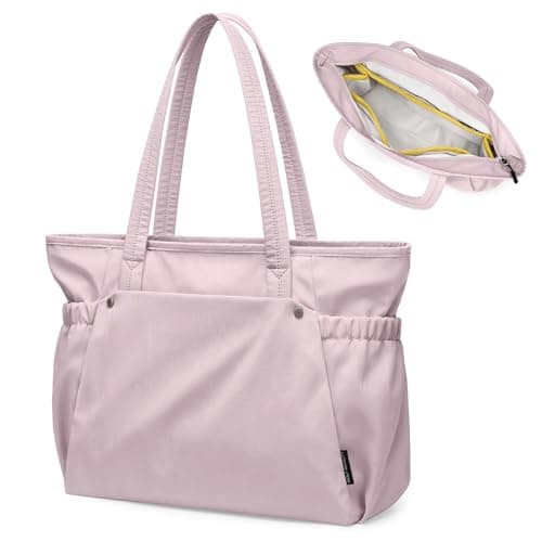 GOLF QUALITY Tote Bag for Women, Work Bags with Zipper Computer Laptop Shoulder Handbag with Compartments for Travel, Daily,Fit 14Inch,Pink - Image 1