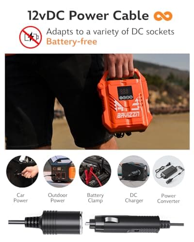 BAVIZZN 22PSI Paddle Board Pump Electric, 12V DC Car Powered SUP Pump with Dual Stage Inflation, Portable Air Pump for Inflatable Paddleboards, Boats, Mattresses & Water Sports Inflatables - Thumbnail 6