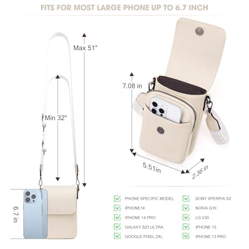 POIUGOYA Crossbody Bags for Women,Small Crossbody Purse with Triple Compartments,Cell Phone Wallet with Card Slots for Travel - Thumbnail 5
