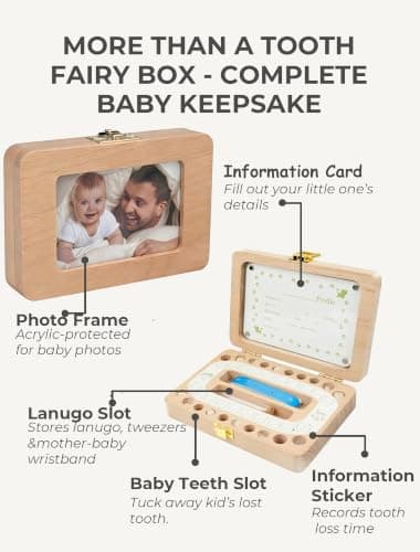 Tooth Fairy Tooth Holder, Handcrafted Natural Wood Storage Box with Fairy Gold Coin, Ideal for Baby Teeth Umbilical Cord Lanugo, Odorless Non-Toxic Keepsake Organizer for Lost Teeth (Large) - Thumbnail 4