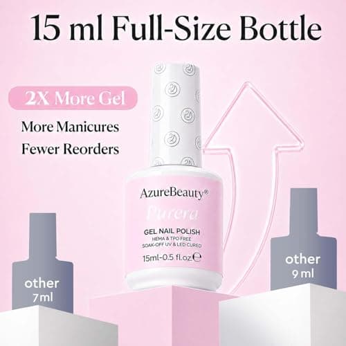 AZUREBEAUTY 6 Colors 15ml HEMA Free Pink Purera Gel Nail Polish Set, Same Color Bottles, Soak Off UV LED Gel Polish Kit Nail Art for DIY at Home Manicure Salon Gift, Neon Light Bright Baby Pink - Thumbnail 3