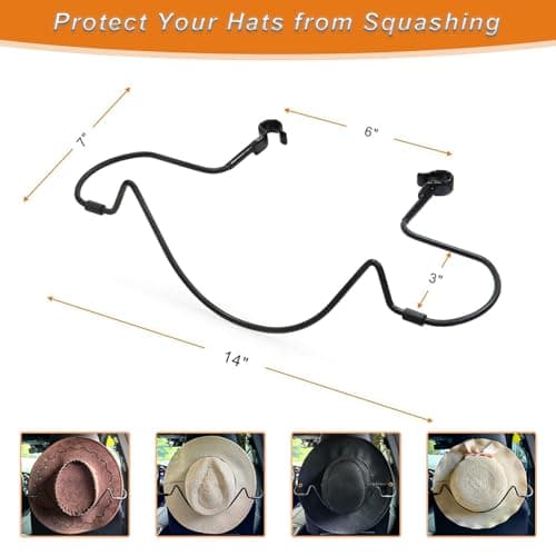 Cowboy Hat Rack Holder for Truck Car Hat Stand for Travel - Keep Hat in Shape, V-Shape Anti-Flip Grip Design for Automotive Roadtrip Hats Organizer for Men Women - Thumbnail 3