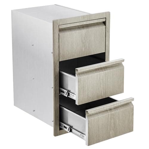 Garvee 14.7" W x 18.5" D x 24.5" H Stainless Steel Outdoor Kitchen Triple Drawers - Heavy Duty with Handles, Weather-Resistant Flush Mount for BBQ Island, Patio Grill & Outdoor Cooking Space - Thumbnail 4