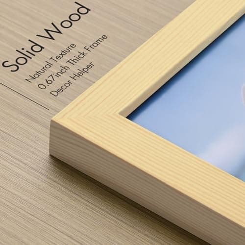 Vittanly 11x14 Picture Frame, Made of Solid Wood and Shatterproof Plexiglass, Display Pictures 8x10 with Mat or 8x10 without Mat, Wooden Photo Frame for Wall Mounting or Tabletop, Natural, 1 Pack - Thumbnail 3