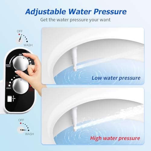 DooLv Hot and Cold Bidet Attachment for Toilet, Ultra-Slim Bidet Attachment Warm Water, Non-Electric Adjustable Pressure Self Cleaning Sprayer Nozzle Control for Posterior, Feminine Wash - Thumbnail 5