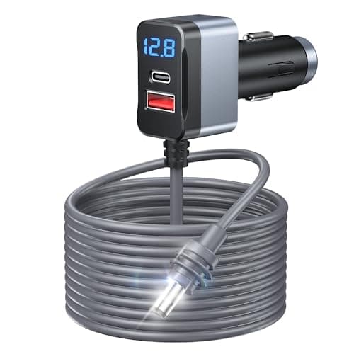 Starlink Mini Cable, 12V-24V Car Charger DC Power Cable+ Cigarette Lighter Adapter, LED Digital Display Durable Waterproof Cord 10FT/3M with USB C PD 30W and USB A Ports for Trucks and Car