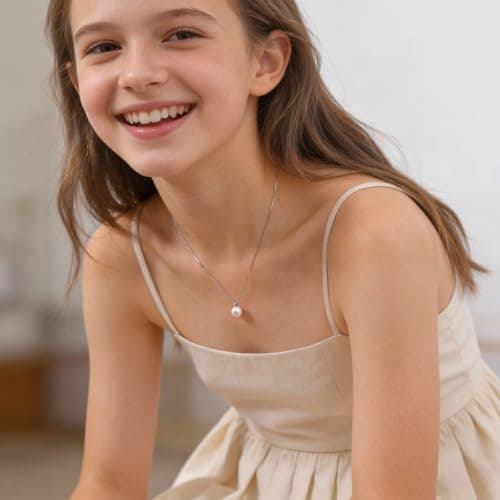 Pearl Necklaces Birthday Gifts for Girls - 925 Sterling Silver Single Freshwater Pendant Jewelry Adjustable Chain Sweet Dainty Trendy with Card Beauty Meaningful Present for Teen Girl (13 Years Old) - Thumbnail 2