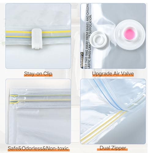 Vacuum Storage Bag with Rechargeable Cordless Pump, 15 Pack Vacuum Seal Space Saver Bags for Clothing Clothes Travel Home - Thumbnail 5