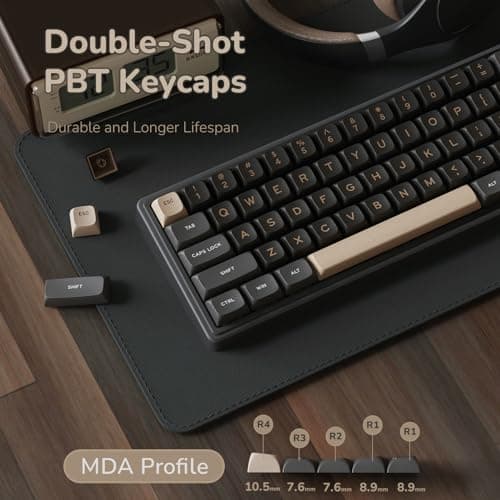 RK ROYAL KLUDGE R65 Wired Gaming Keyboard with Volume Knob, 60% Percent RGB Backlit Mechanical Keyboard Gasket Mount with PBT Keycaps, MDA Profile, QMK/VIA, 66 Keys Hot Swappable Cream Switch, Black - Thumbnail 4