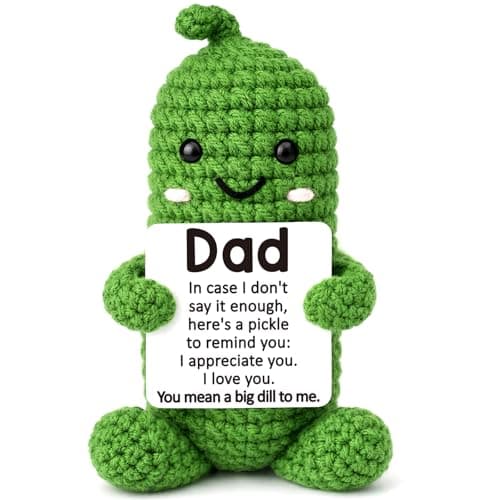 Jettryran Dad Gifts from Daughter Son Wife Positive Handmade Crochet Bonus Stepdad Fathers Day Birthday Gift for Dad Funny New Daddy Best Dads Ever Gifts I Love You Papa Positive Crochet Pickle Gift - Image 1