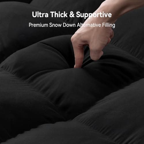 ABENE Mattress Topper King for Back Pain Relief, Extra Thick Mattress Pad Pillowtop, Soft Mattress Protector Cover with 8"-21" Deep Pocket, Overfilled Down Alternative Filling (Black, King) - Thumbnail 4