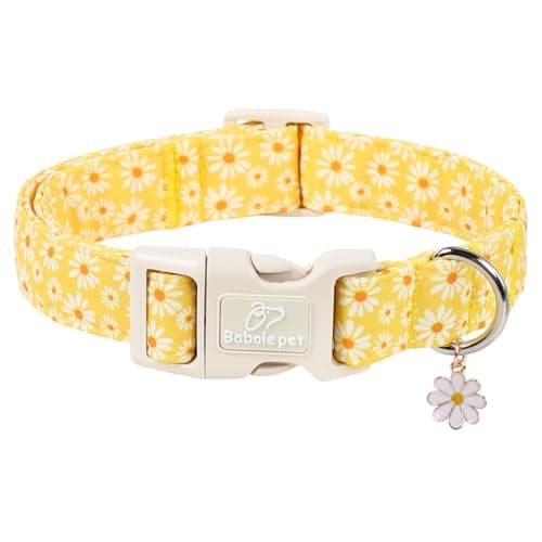 Babole Pet Yellow Daisy Dog Collar Cute Summer Dog Collars for Giant Large Dogs - Lightweight Adjustable Girly Floral Female Dogs Everyday Collar with Safety Buckle XL - Image 1