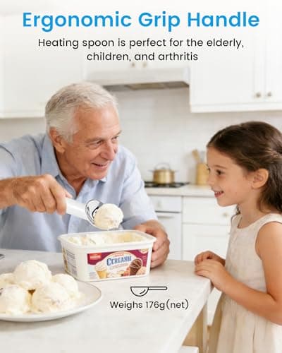 Heated Ice Cream Scoop Rechargeable, Heating Electric Ice Cream Scooper with LED Display, 158°F Warming Spoon for Hard Icecream - Thumbnail 5