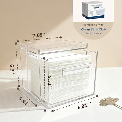 ShinyDew Disposable Facial Towel Holder, Acrylic Container Compatible with Clean Skin Club Towel XL, Clear Storage Box for Bathroom and Vanity Countertop - Thumbnail 4