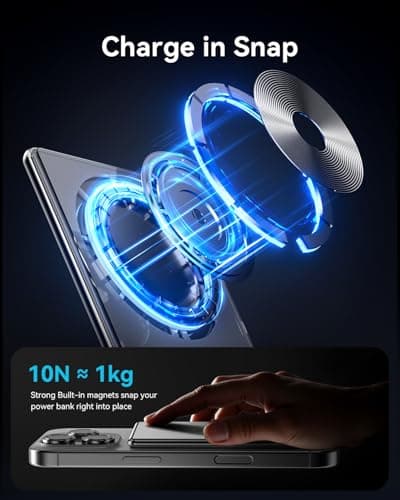Kuulaa Magnetic Power Bank 5000mAh 0.27'' Ultra Slim Portable Charger Magsafe Battery Pack for iPhone Air/16 Pro Max/15/14/13/12 Mini, White - Thumbnail 5