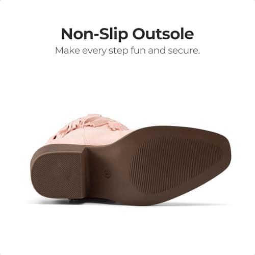 DREAM PAIRS Girls Cowboy Boots with Tassel Fringe Cowgirl Boots Kids Western Boots Stylish & Comfortable,Size 12 Little Kid,Pink,KKUMMB2508 - Thumbnail 6