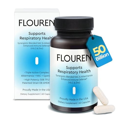 FLOUREN Immune & Wellness Formula with NAC, Vitamins C & Zinc, Quercetin, and Postbiotic Akkermansia EB-AMDK19, 50B TFU, Made in USA