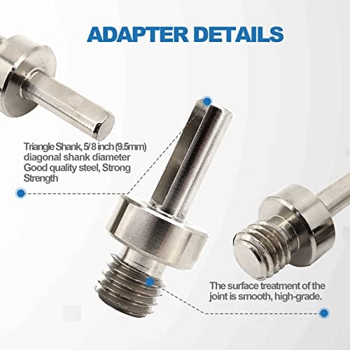 BRSCHNITT Core Drill Bit Arbor Adapter, 2pcs 5/8"-11 Thread to 3/8" Triangle Shank for Threaded Diamond Hole Saw Core Drill Bit - Thumbnail 3