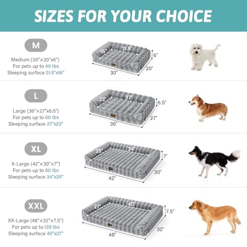 Faux Fur Orthopedic Dog Bed, Super Soft Large Dog Bed, Supportive Foam Bolster Pet Sofa with Waterproof Lining Cover, Washable U-Shaped Pet Couch with Anti-Slip Bottom Design, Grey XL 42x30x7 inch - Thumbnail 3