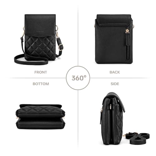 Goinsound RFID Small Crossbody Purses for Women Quilted Cell Phone Purse with RFID Blocking Credit Card Slots Black - Thumbnail 6