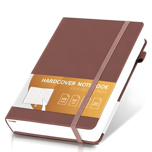 MINICAGIE Lined Journal for Women Men 256 Pages 100 Gsm Thick Textured Leather Journaling Notebooks for Writing A5 Wide Ruled Hardcover Notebook for Work School Note Taking, 5.7 x 8.3 In, Brown - Image 1