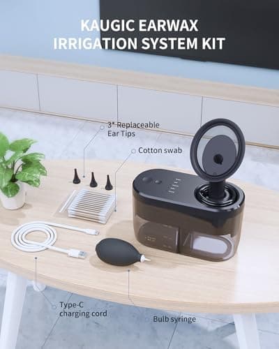 KAUGIC Water Powered Ear Cleaner, Electric Ear Wax Removal Kit, Ear Irrigation Kit with Sewage System and 4 Clean Mode, Safe and Effective Ear Flushing Kit for Adults with 3 Ear Tips - Black - Thumbnail 6