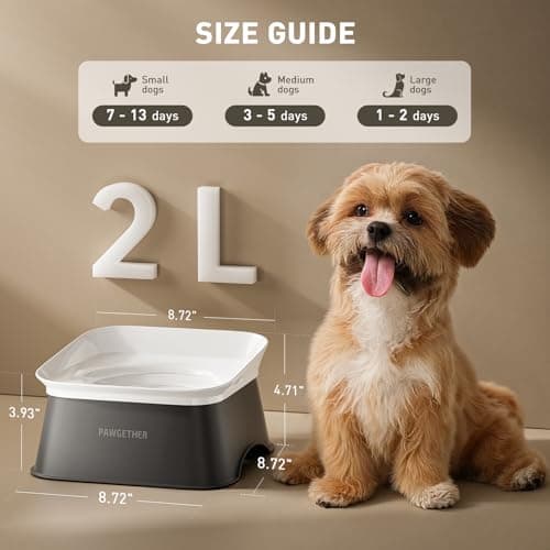 PAWGETHER® No Spill Water Bowl for Dog 2L/68oz Splash Proof Slow Drinking Dog Bowls on Vehicle Travel No Drip Slow Water Bowl for Messy Drinkers Perfect for Small to Medium Sized Dogs - Thumbnail 4