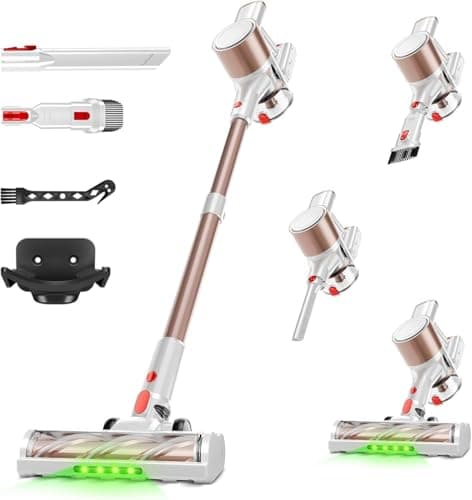 Honki Cordless Vacuum Cleaner, 500W/40Kpa Vacuum Cleaners for Home, Stick Vacuum Cordless with LED Display, Anti-Tangle & Wall Mount, 8 in 1 Lightweight Vacuum for Hard Floors Pet Hair(Gold) - Image 1