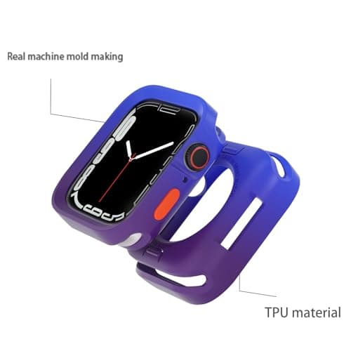 SDOCEBF Ultra Thin Soft TPU Bumper Case for Apple Watch Series 11/10 46mm, Upgraded Scratch Resistant Full Coverage iWatch Protective Cover with Raised Edge, Blue-Purple - Thumbnail 5