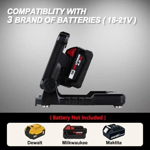 MASSNOVA 4000LM 25W Cordless Work Light with Tripod Stand, Super Bright, Compatible with Dewalt, Makita and Milwaukee 18-21V Power Battery, Brightness Adjustable, Flicker Free - Thumbnail 5