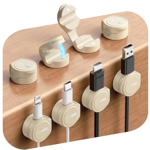 8-Pack Cord Organizer Magnetic Silicone Cable Clips[8 mm Wider Cable Accessible]Desk Cable Management, FLYLEAD Desktop Cord Holder for Nightstand, Office Workspaces Desk Organization Home Accessories