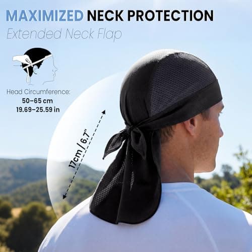 YANIKY Bandana Skull Cap with Neck Flap,Value Set Helmet Liner for Motorcycle Cycling Construction, Cooling Breathable Do Rag - Thumbnail 2