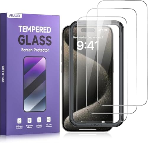 ruwa Screen Protector for iPhone 17 Pro Max [6.9 Inch] [3-Pack] Tempered Glass Film with Easy Installation Frame, Ultra HD, 9H Hardness, Scratch Resistant, Case Friendly - Image 1