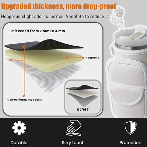 BOCMTR Water Bottle Holder with Strap for Stanley 30/40 oz Tumbler, Fashion Stanley Cup Bag with Big Phone Pocket, Silicone Boot, Straw Cover & Leak Proof Stoppers (Cactus) - Thumbnail 4