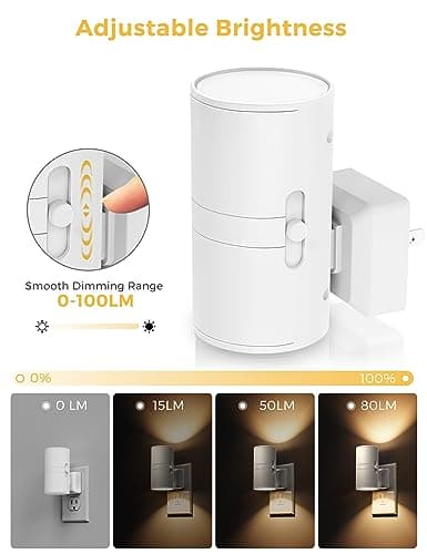 L LOHAS LED Night Light Plug in, Night Lights Plug into Wall, Light Sensor, 0-100LM Soft White 3000K, Dimmable Night Light, Modern Nightlight for Kids Bathroom Hallway Bedroom Kitchen Stairway, 2 Pack - Thumbnail 3