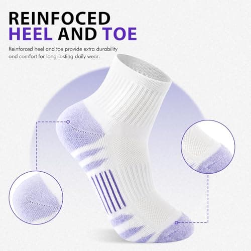 Ipletix Ankle Socks For Women，Athletic Moisture Wicking Women's Quarter Socks 5 Pairs For Running Hiking Gym (Multi 6-8) - Thumbnail 5