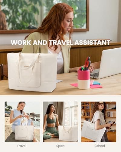 LOVEVOOK Tote Bag for Women, Work Tote with Laptop Compartment for Nurse Travel Commuter, Gym Tote Purse with Yoga Mat Strap - Thumbnail 6