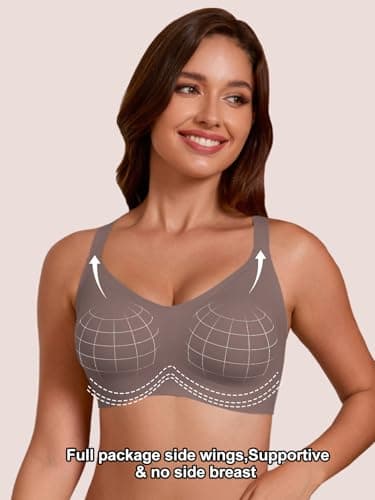 COCOMARTS Jelly Bras for Women No Underwire Full Coverage Push Up Bra Wireless Seamless Bra Comfortable Tshirt Bralettes Coffee Small - Thumbnail 3