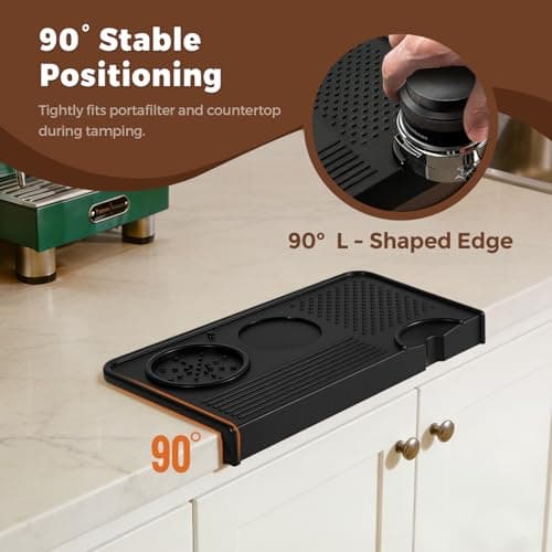 carrottimes Espresso Tamping Mat, Food Grade Silicone Coffee Tamper Mat, 10.43 Inch×5.63 Inch Portafilter Mat for Barista, 7MM Thickened Waterproof and Heat-Resistance Coffee Tamp Mat (Black) - Thumbnail 5